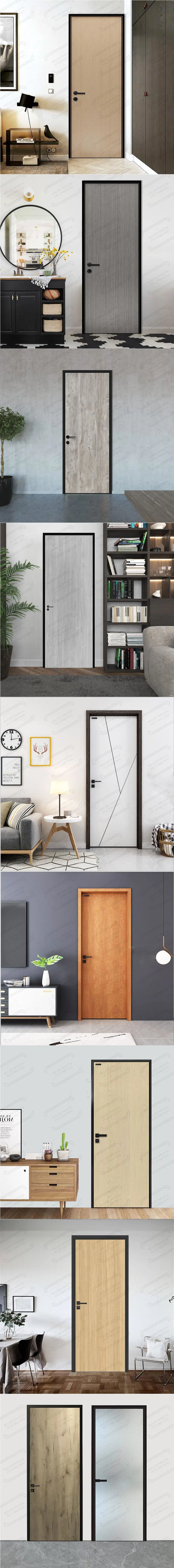 Eco-Friendly Skin Moulded Wood Door Ecotype Aluminum Wood Door with Aluminum Frame