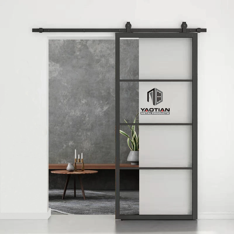 Modern Heavy Duty Residential Black Mirrored Glass Interior Door